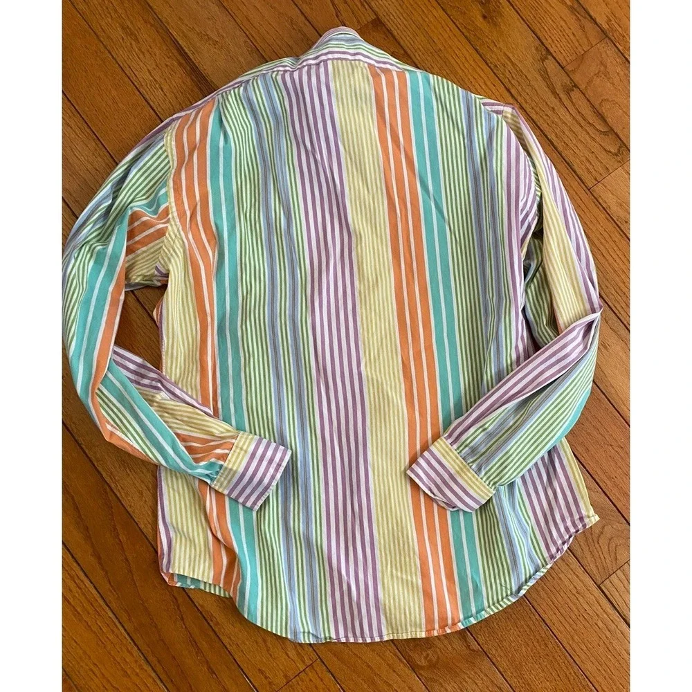 Polo Ralph Lauren Striped button Down Shirt Size Large Regent Custom Fit Rainbow